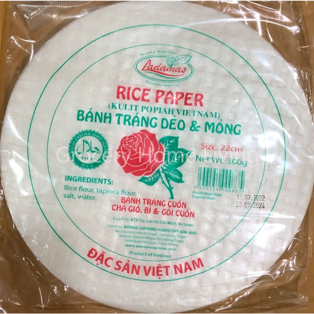 Ladamas Vietnam Roll Rice Paper / Kulit Popia Vietnam Roll 300gm Size ...