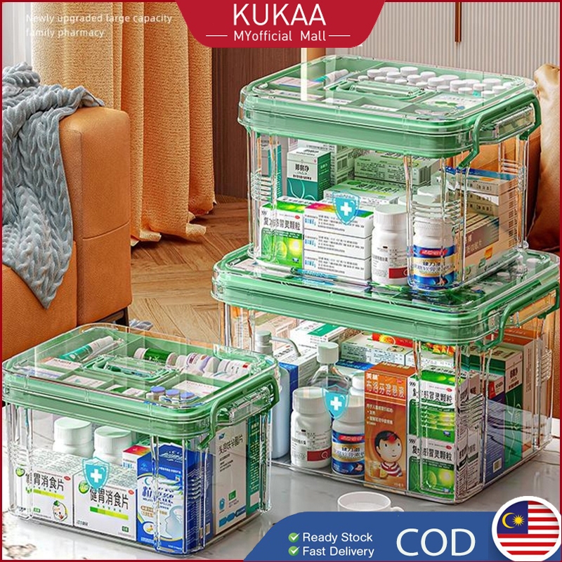 Kukaa Large Capacity First Aid Kit Set Complete Plastic Medicine ...