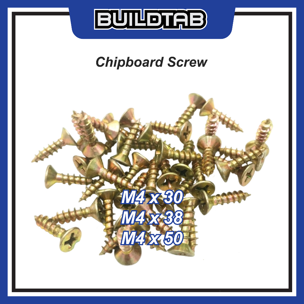 Skru Kayu Tajam (500 pcs) CSK Chipboard Screw Wood M4 Skru Cabinet 30mm ...