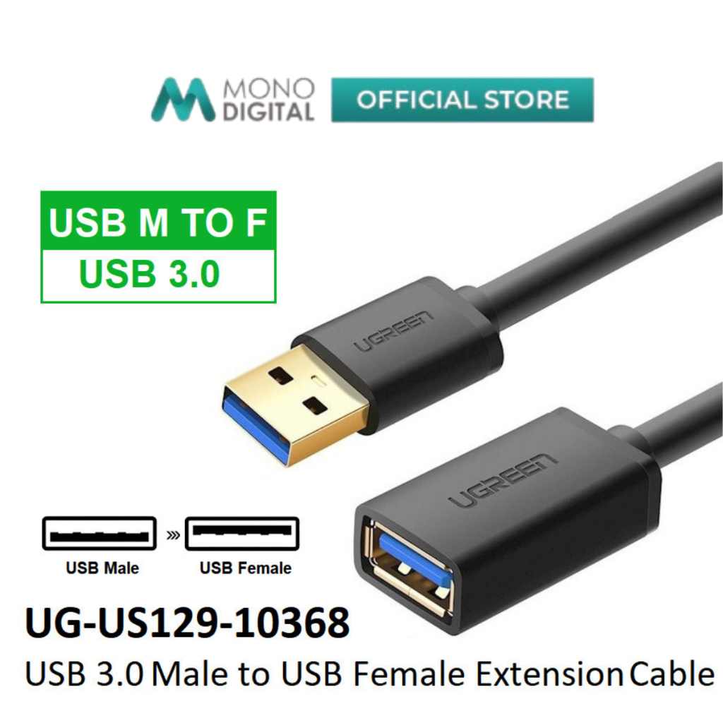UGREEN US129 USB 3.0 MALE TO USB FEMALE EXTENSION CABLE WITH SPEED UP ...