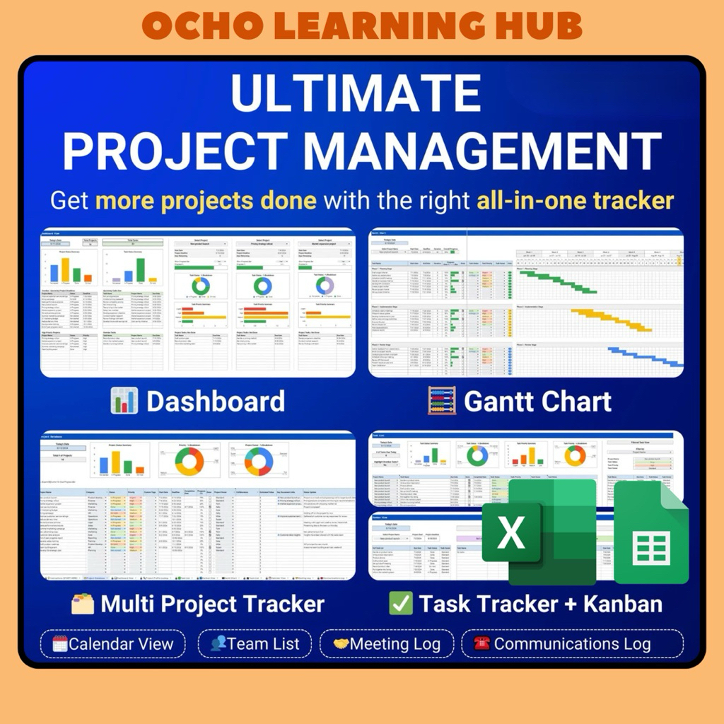 Ultimate Project Management Planner System – Google Sheets & Excel ...