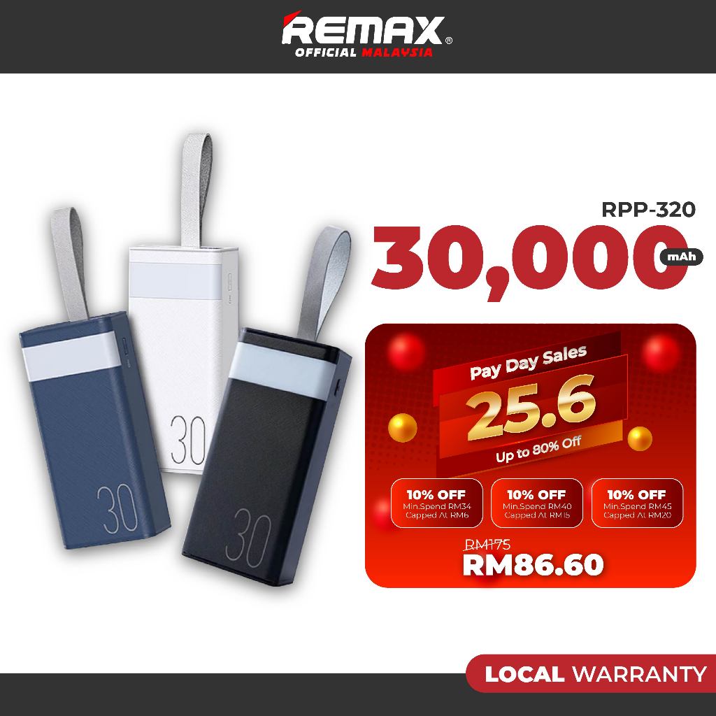 REMAX RPP-320 Chinen Series 20W+22.5W Fast Charging Power Bank with LED ...