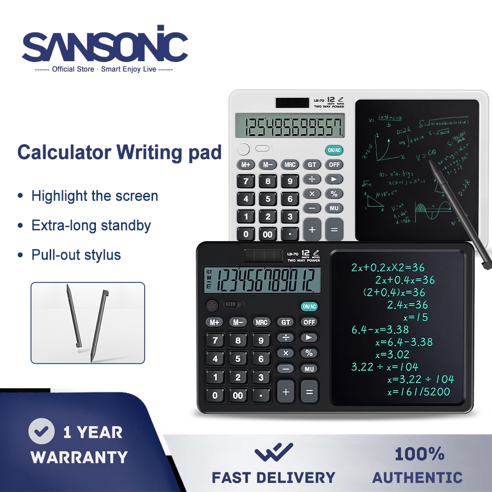 SANSONIC Calculator Writing Pad Smart Scientific Calculator 7 Inch LCD ...