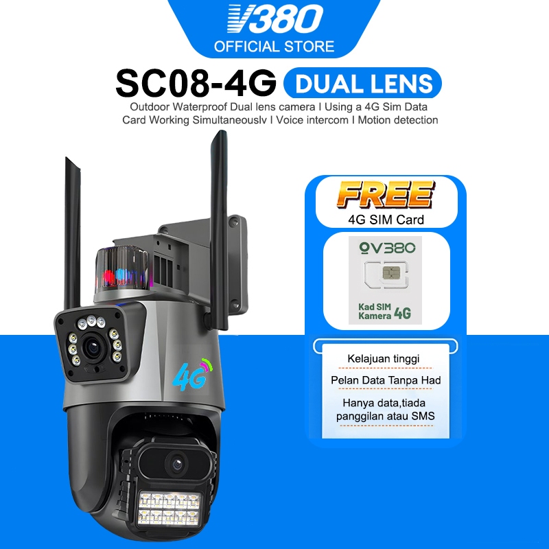 V380 Pro Wireless S08 Dual lens Outdoor Waterproof Wifi 360 cctv camera ...