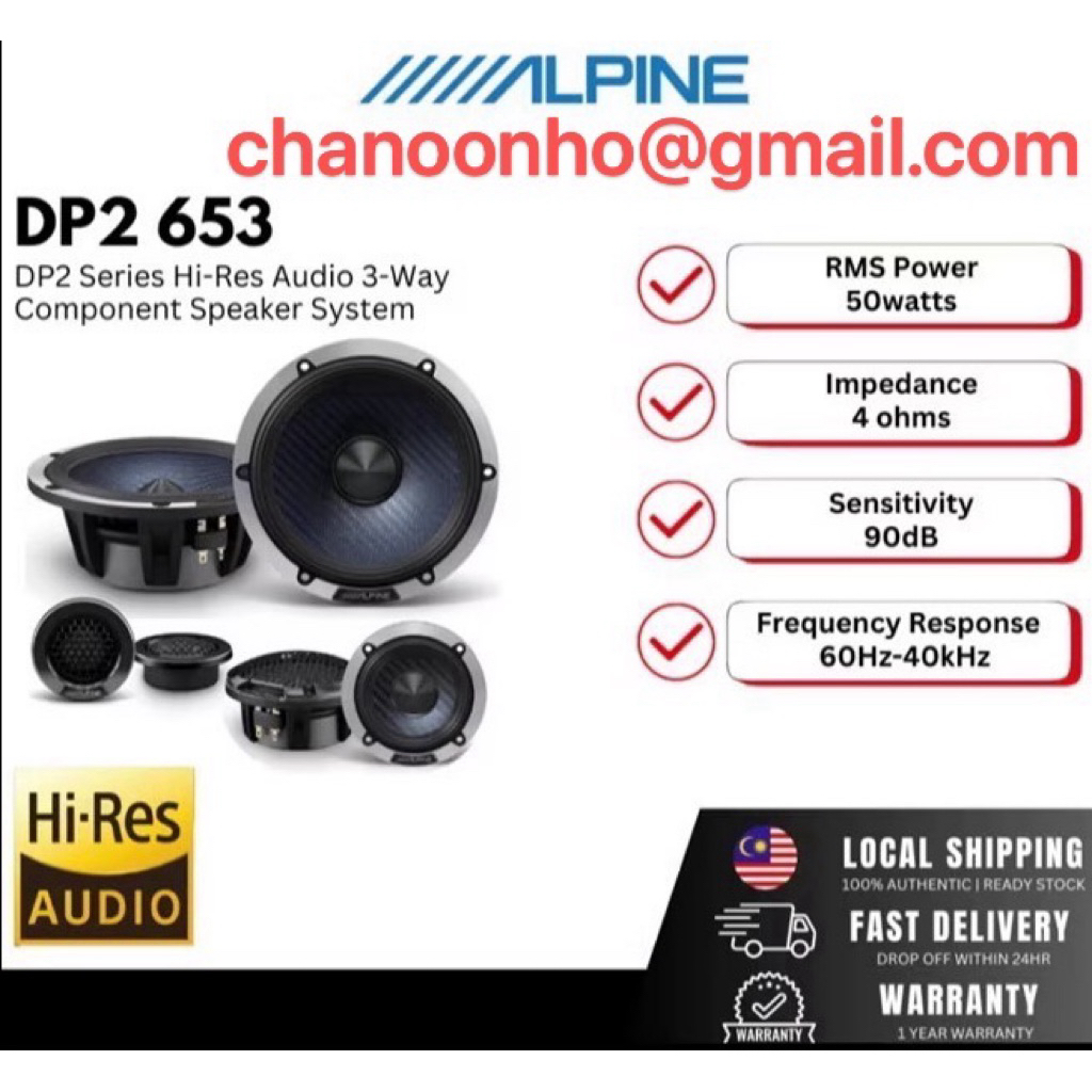 ALPINE DP2 653 - DP2 Series Hi-Res Audio 3-Way Component Car Speaker ...