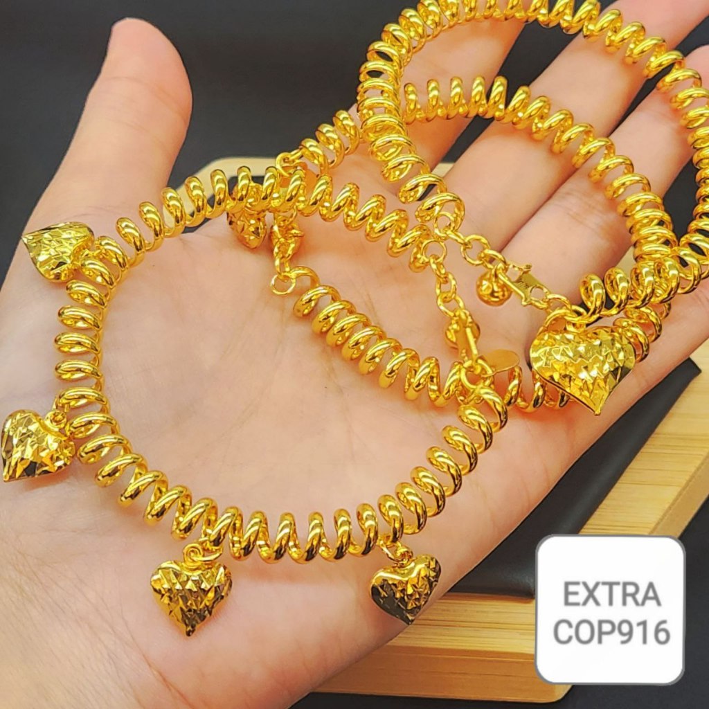 NEW Gelang Tangan Getah Rambut Viral Emas Sadur 24K Emas Titanium Emas ...