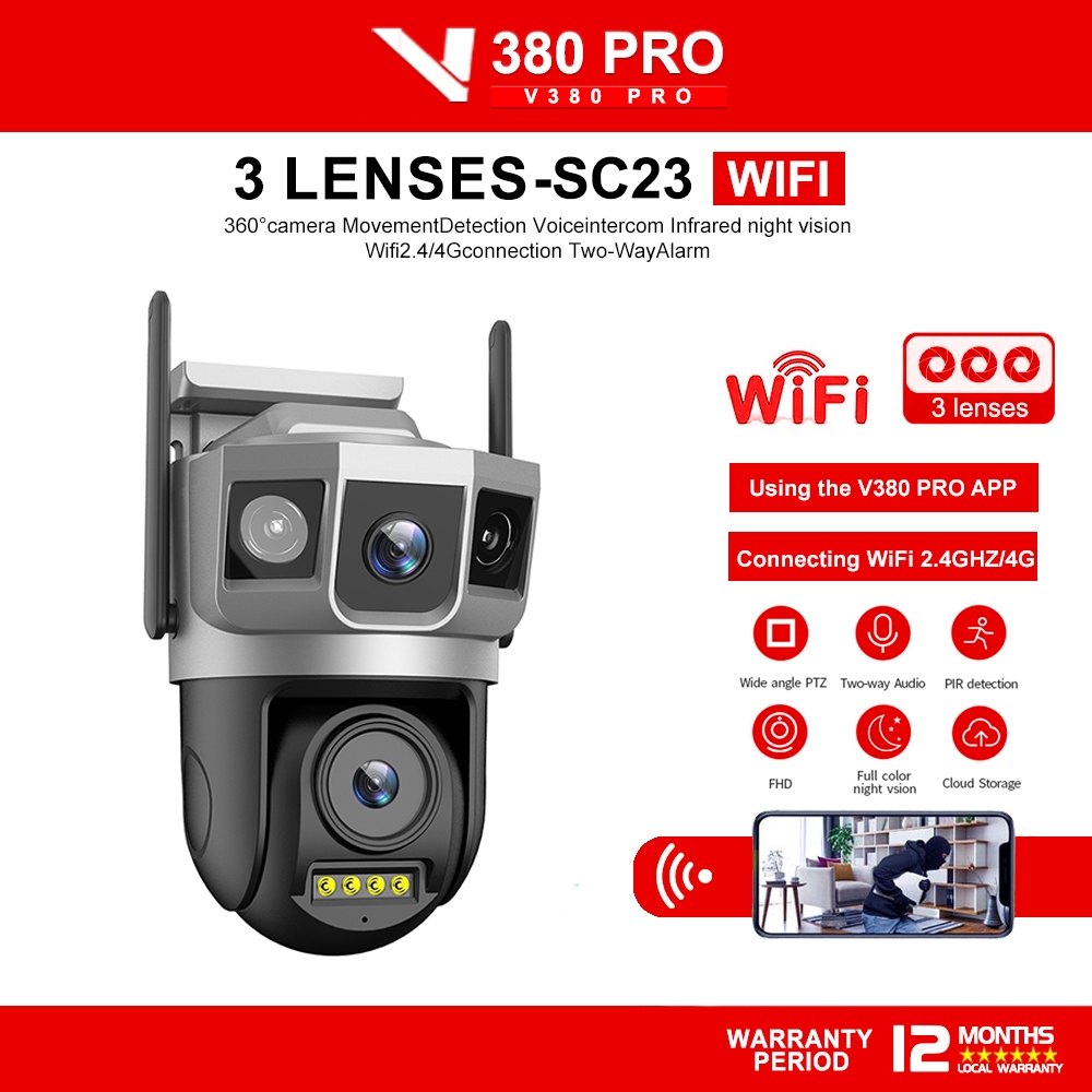 V380 Pro SC23 Wireless Three Screen Outdoor Waterproof Wifi 360 Cctv ...