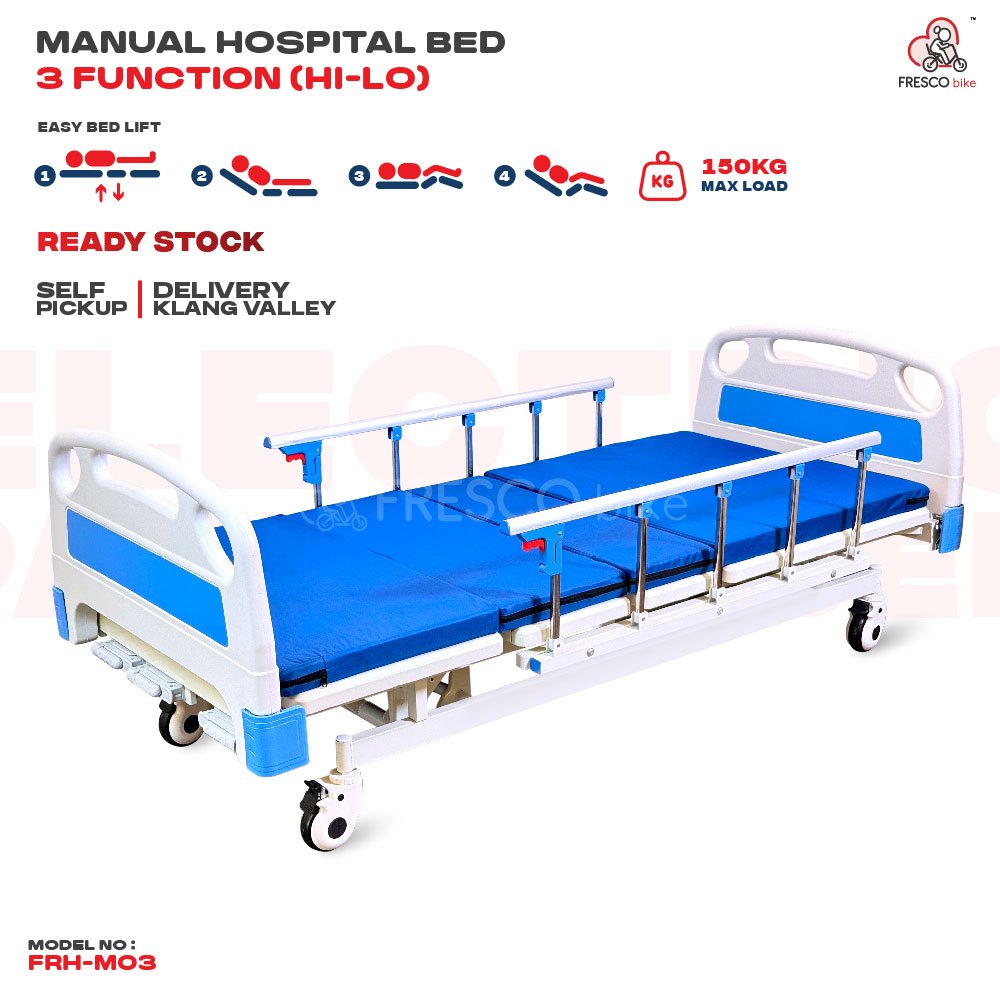 Manual 3-Function Hospital Bed (Hi-Lo Adjustment) | Shopee Malaysia