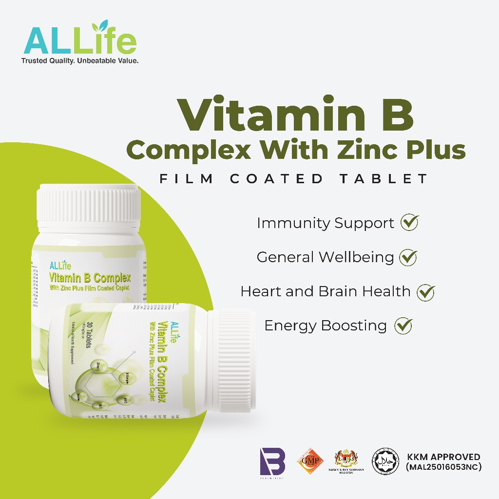 ALLIFE VITAMIN B COMPLEX WITH ZINC PLUS FILM COATED TABLET (30'S/90'S ...