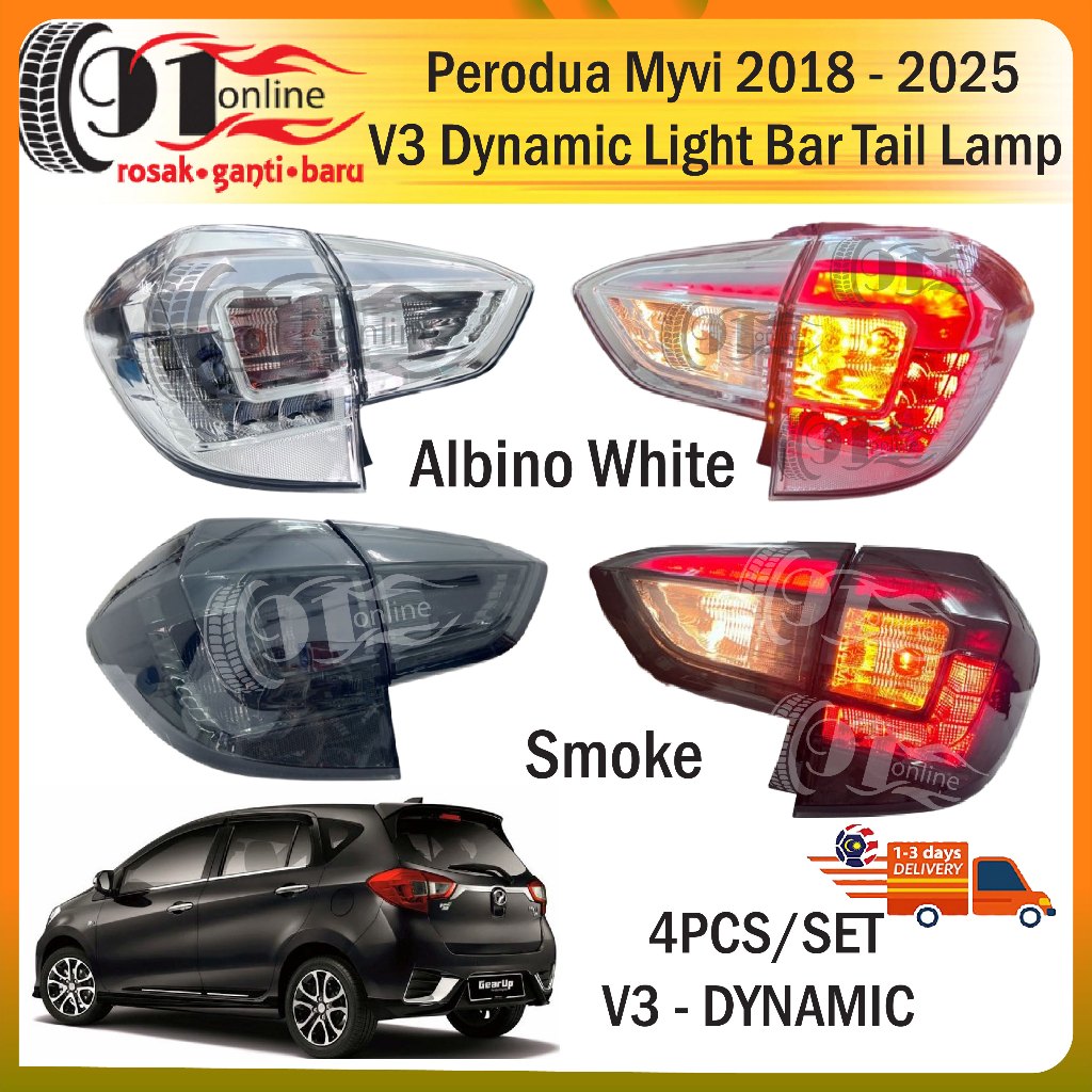 V3 Perodua Myvi 2018 - 2022 GT Light Bar Tail Lamp -Albino White/Light ...