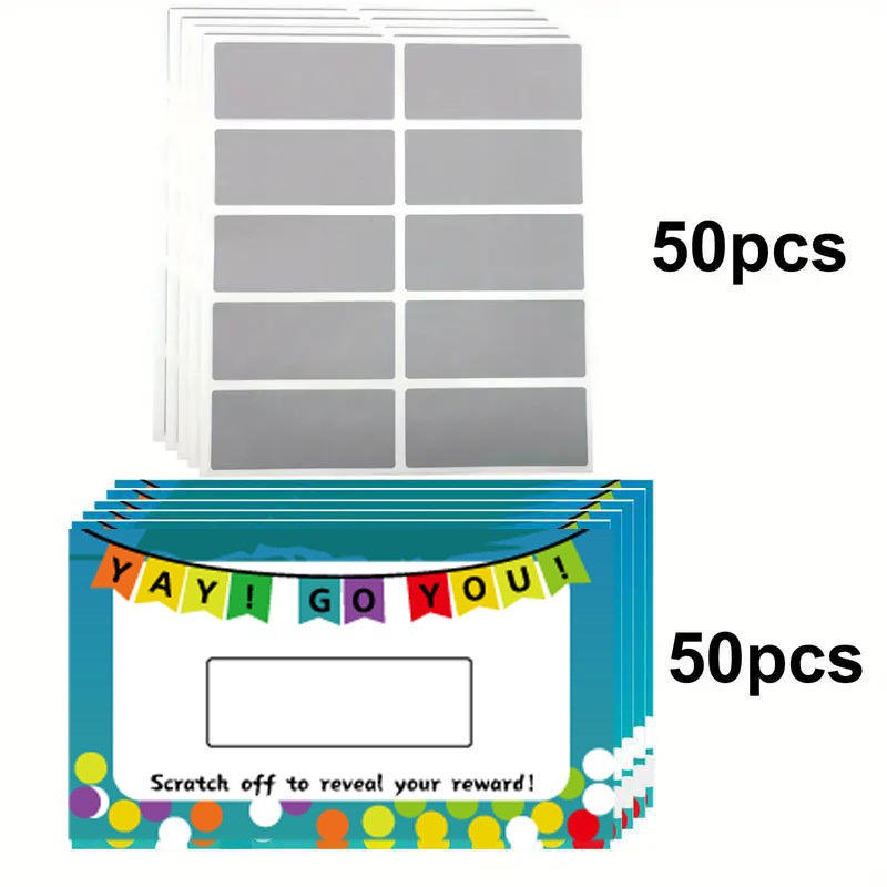50 Pcs Scratch Card DIY Lucky Draw Suprise Reward Card Scratch off card ...