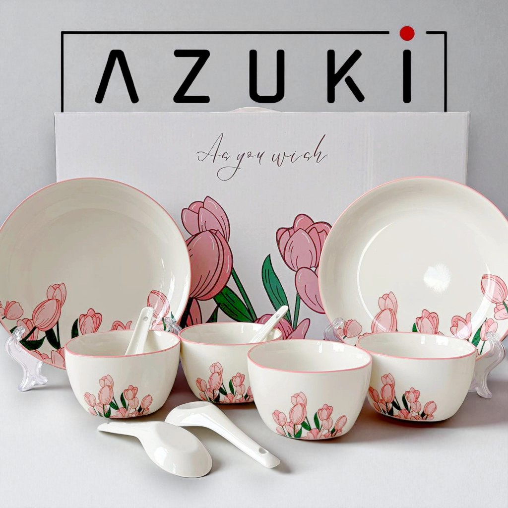 AZUKI Ceramic Dinnerware Gift Set With Box Bowl Set Mangkuk Pinggan ...