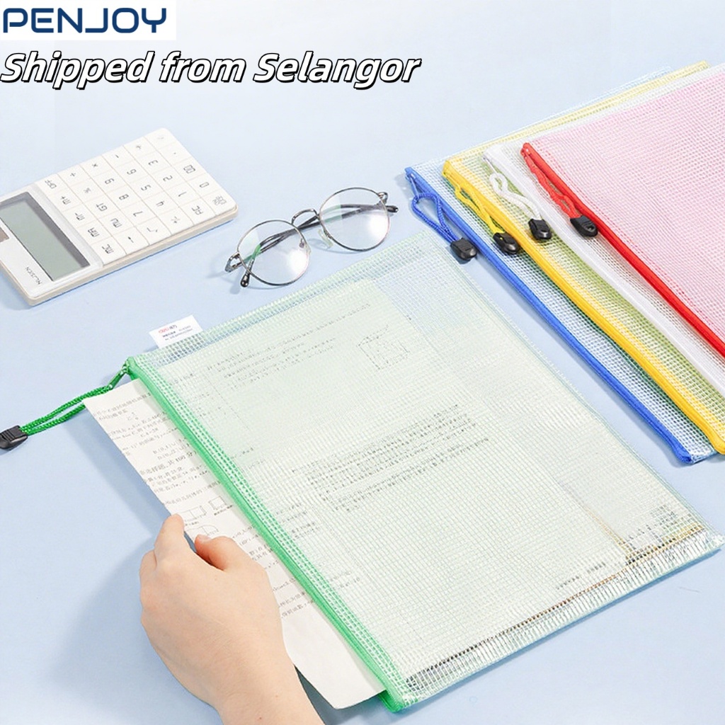 Waterproof & Transparent! 1PC Mesh Zipper File Bag in A3 - A6/B4 - B5 ...