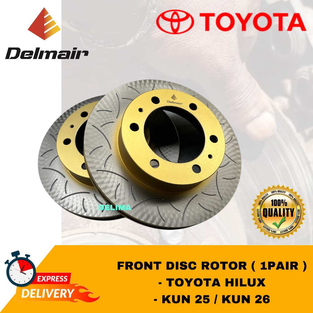 DELMAIR DISC ROTOR 298MM TOYOTA HILUX KUN25 KUN26 1KD 2KD 1PAIR ...