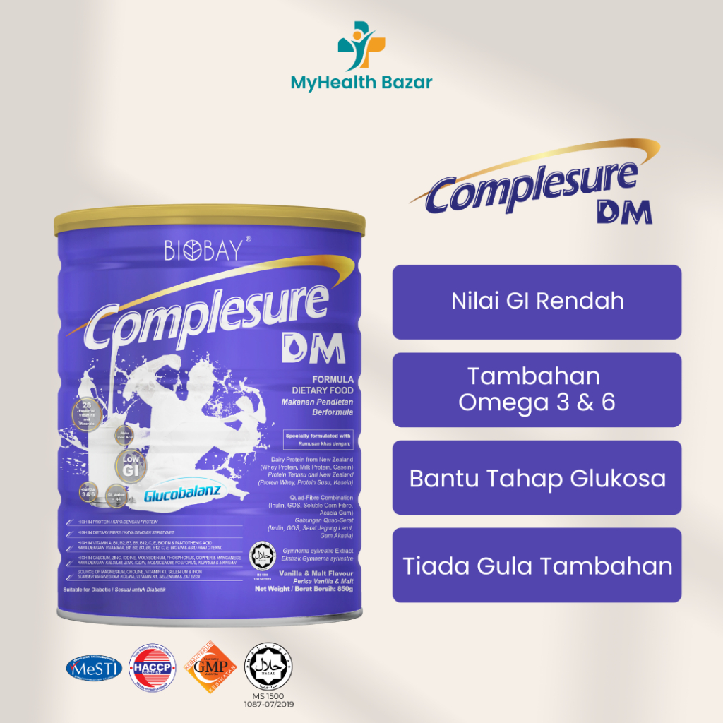 BIOBAY Complesure DM (850g) Minuman Susu Diabetes | Susu Rendah GI ...