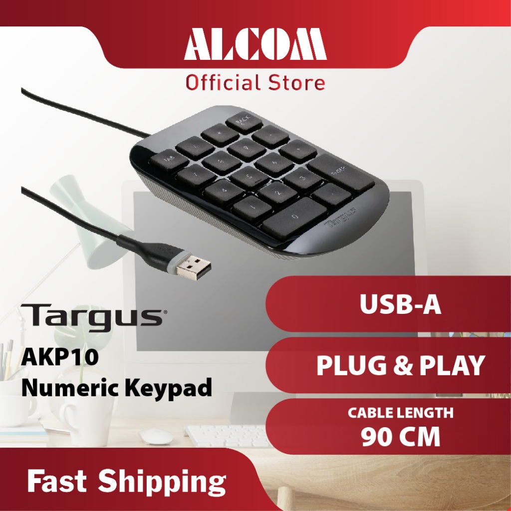 TARGUS AKP10 Numeric Keyboard with USB Connector, Integrated Tilt & 0 ...