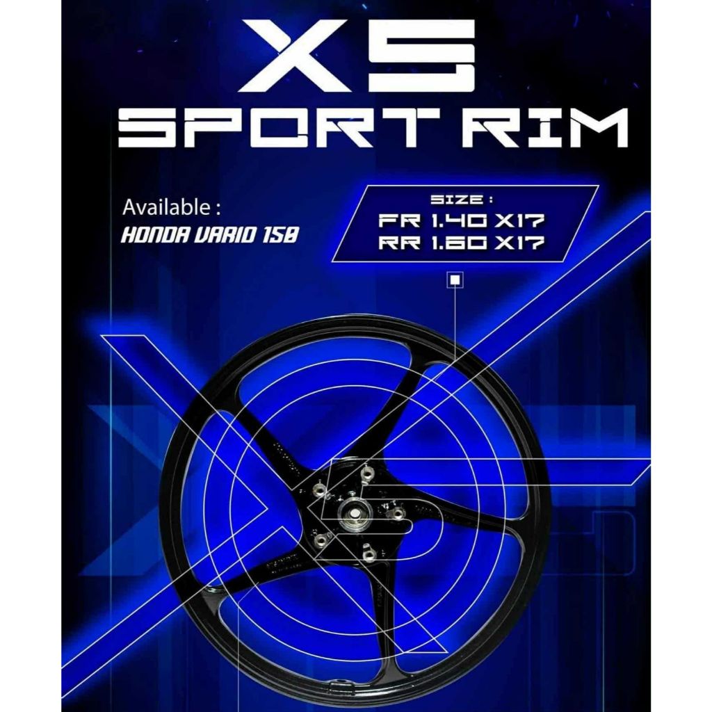 XTERO RIMS VARIO150 VARIO160 VARIO 150 SILVER / BLACK 17 INCH RIM SPORT ...