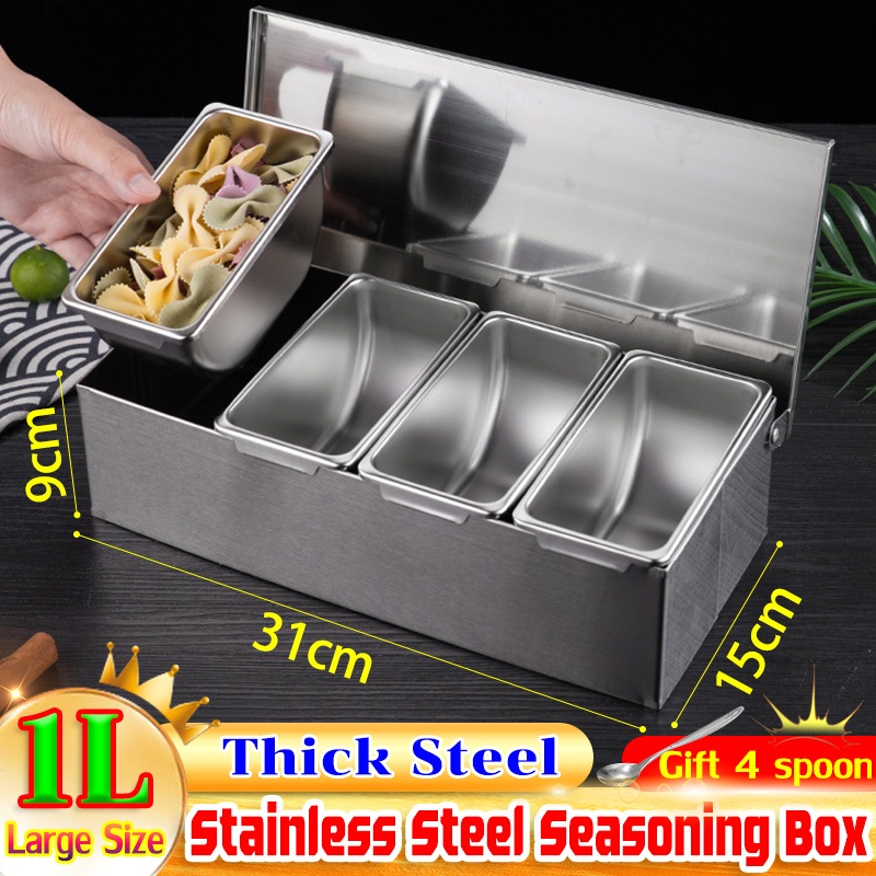 【Fast Shipping】stainless steel seasoning box seasoning bottle set ...