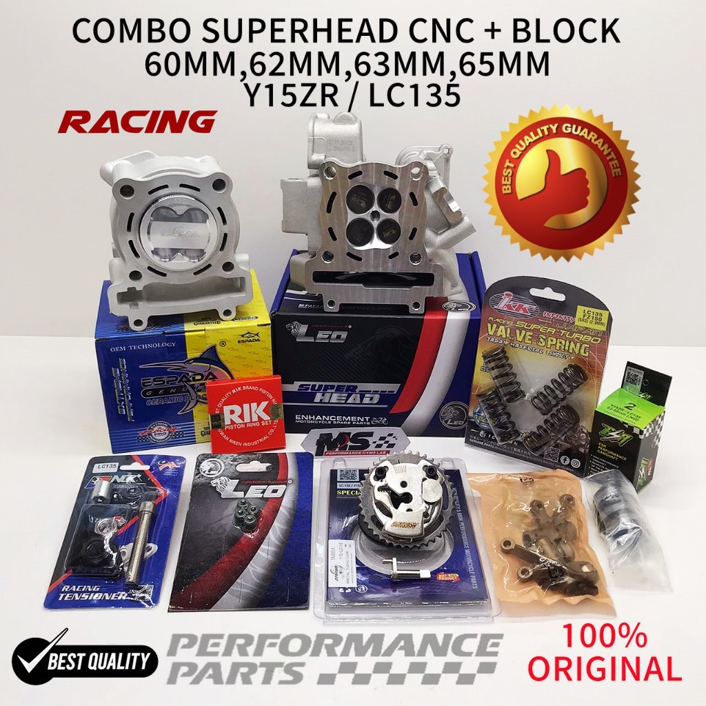 COMBO PACKAGE RACING 1 (SUPERHEAD CNC+ BLOCK) LC135/Y15ZR SPEC 60MM ...