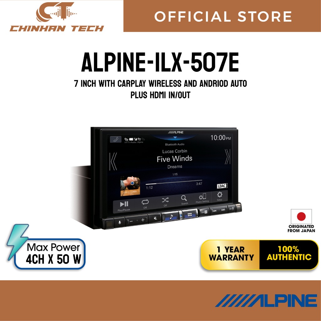 Alpine iLX-507E 7” Digital Multimedia Receiver Bluetooth Wireless ...