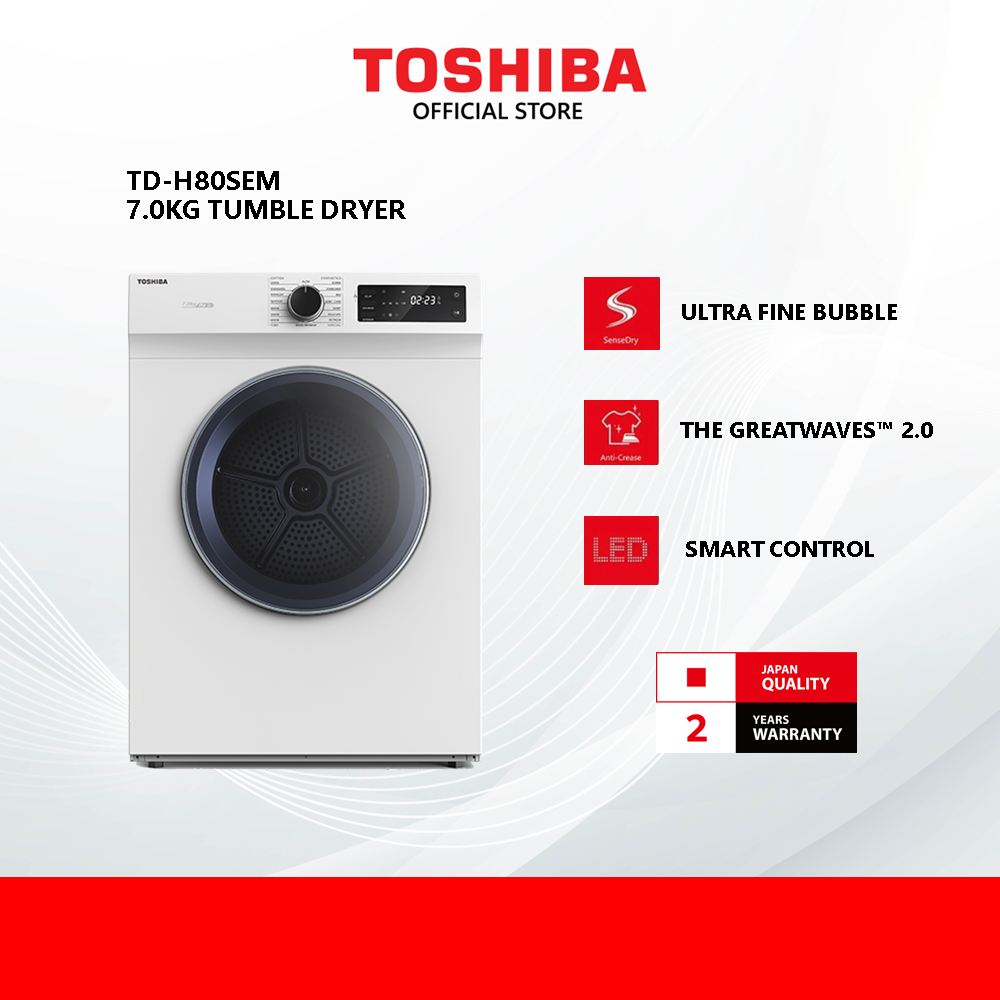 Toshiba TD-H80SEM 7KG SENSEDRY™ Tumble Dryer / Dryer Machine / Clothes Dryer/ Pengering/ 烘干机
