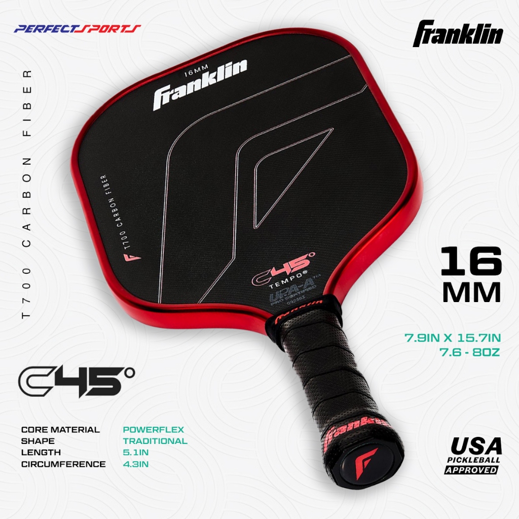 Franklin C45° Carbon Fiber Pickleball Paddle - Tempo Red 16MM | Shopee ...