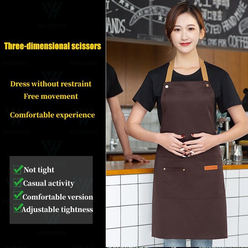 Waterproof apron Adjustable hang neck apron coffee shop fashion apron ...