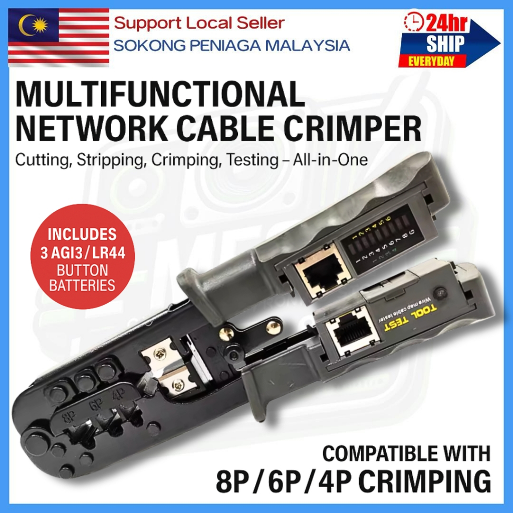 All-in-One RJ45 Network Cable Crimping Tool with Cable Tester | 8P 6P ...