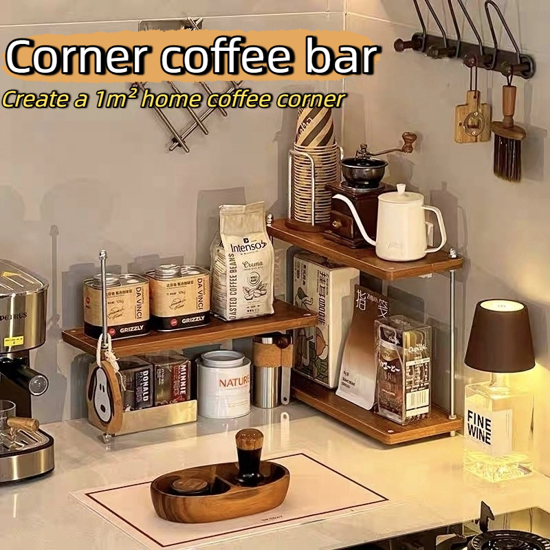 SEVENWOOD Rak Dapur Multifunctional Corner Coffee Rack Kitchen ...