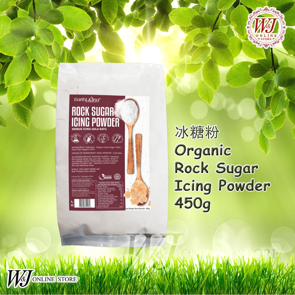 EARTH LIVING Organic Rock Sugar Icing Powder 450g Serbuk Icing Gula ...
