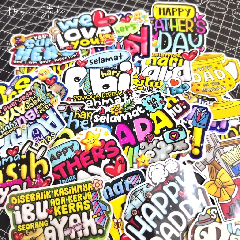 25pcs Set Sticker Father's Day | Selamat Hari Bapa | Father Papa Ayah ...