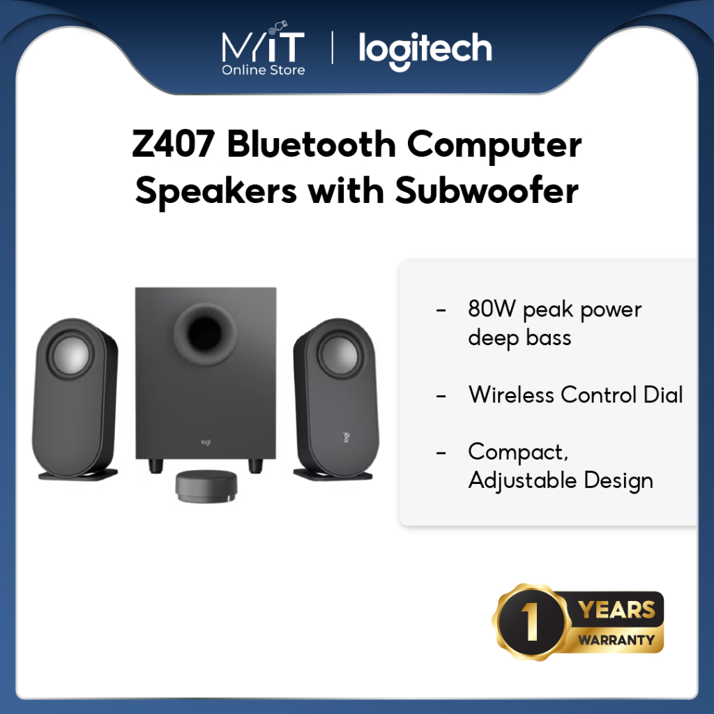 Logitech Z407 Bluetooth Computer Speakers with Subwoofer and Wireless ...