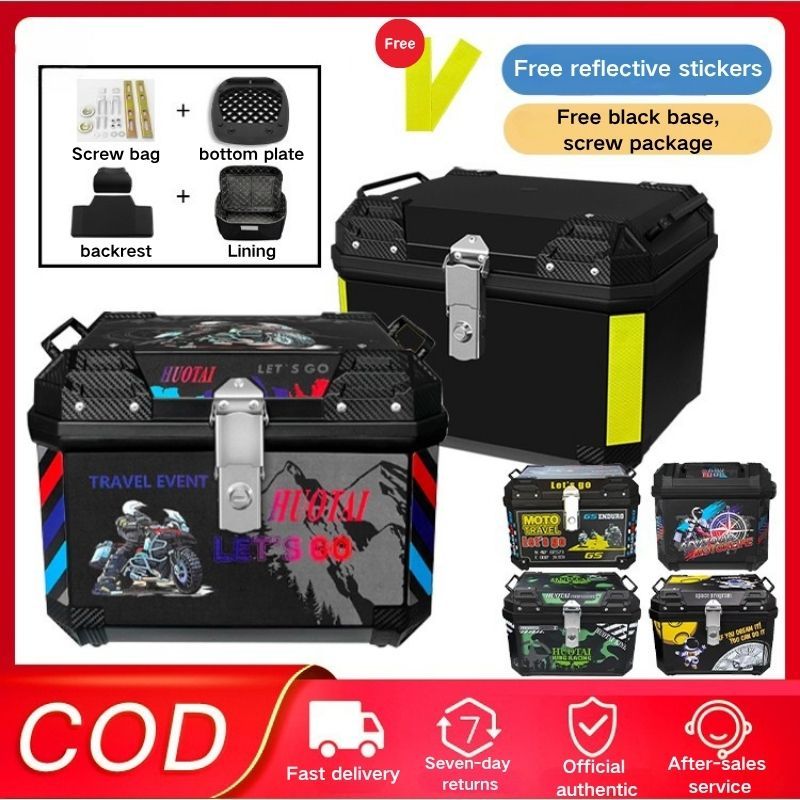 Motorcycle Trunk ABS Top Box Durable High-Capacity IP68 Waterproof ...