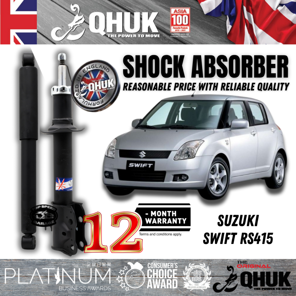 QHUK Gas Shock Absorber Front Rear Set Suzuki Swift 1.5 rs415 zc ...