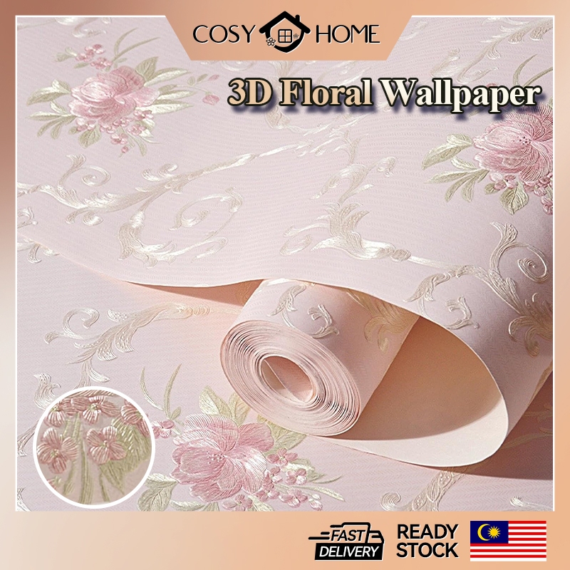 【53cm x 5M 】3D Flower Wall Stickers Self Adhesive Wallpaper Girls ...