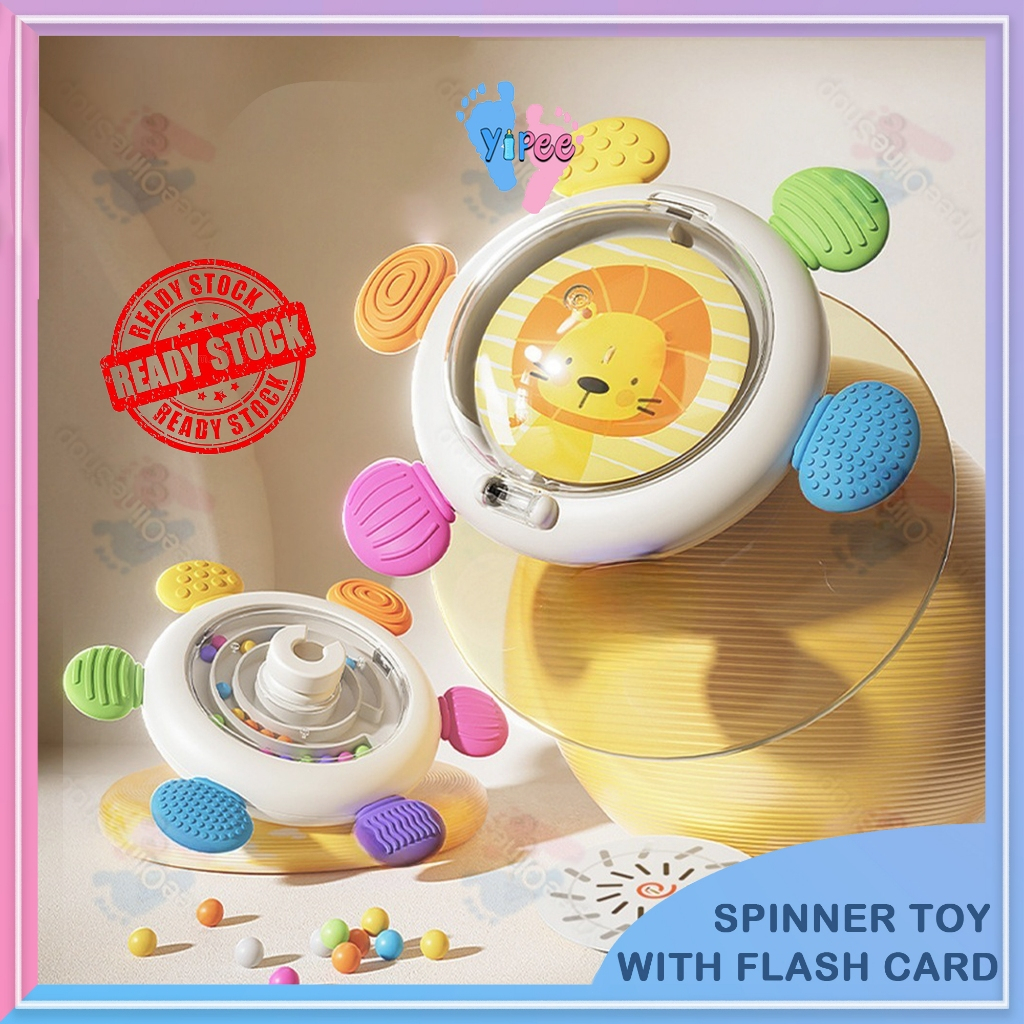 Baby Sensory Early Education Card Spinner Toy with Flash Cards Silicone ...