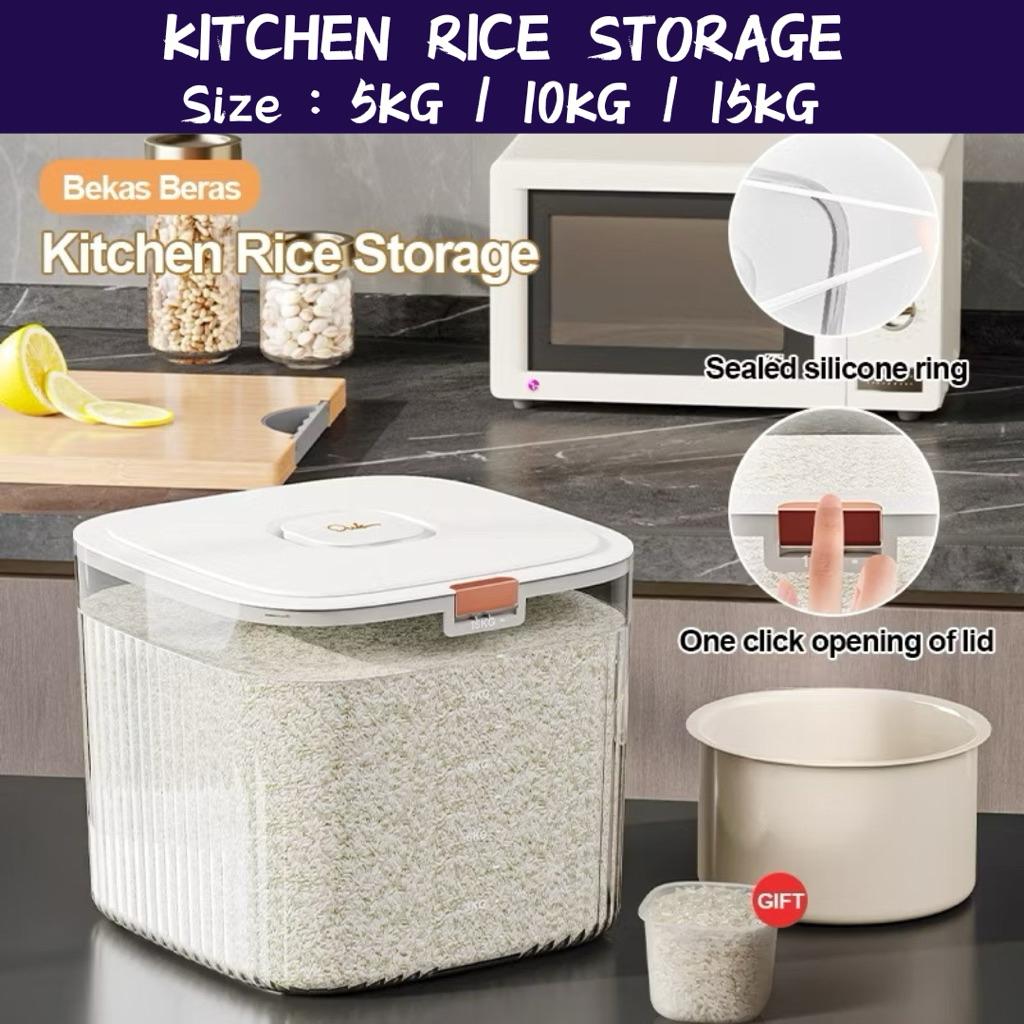 5kg/10kg/15kg 】 Rice Storage Box Grain Container Household Cereal Rice ...