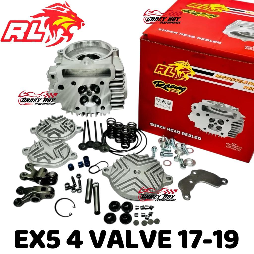 RED LEO SUPER HEAD EX5 4 VALVE 17-19MM & 19-21.5MM RACING HEAD COMPLATE ...