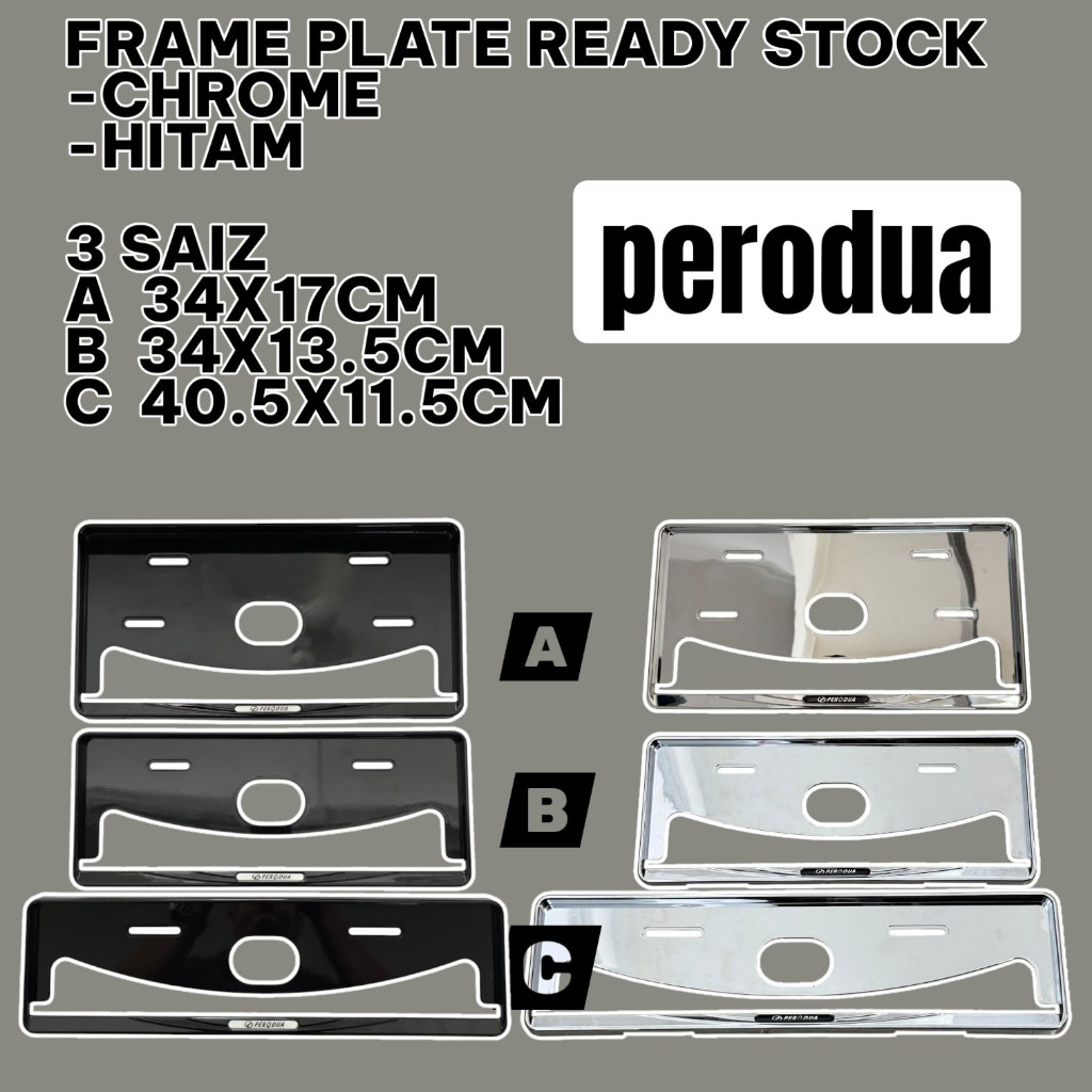 perodua frame plate chrome petak pendek panjang | Shopee Malaysia