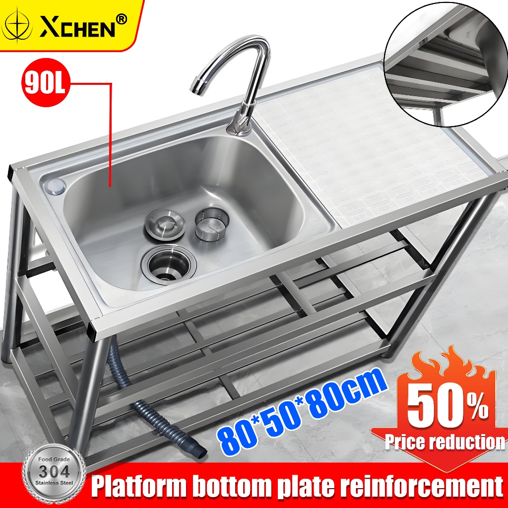 🔥Thickened material🔥Kitchen sink Sinki dapur vertical sink with Drain ...
