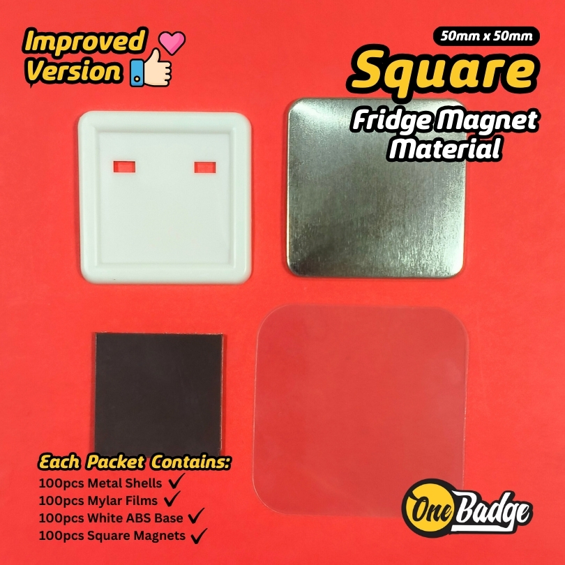 Square Fridge Magnet Button Badge Material- 50mm x 50mm | (100pcs ...