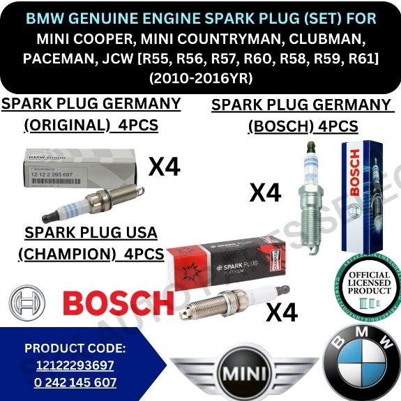 BMW GENUINE SPARK PLUG (SET) FOR MINI COOPER, MINI COUNTRYMAN, CLUBMAN ...