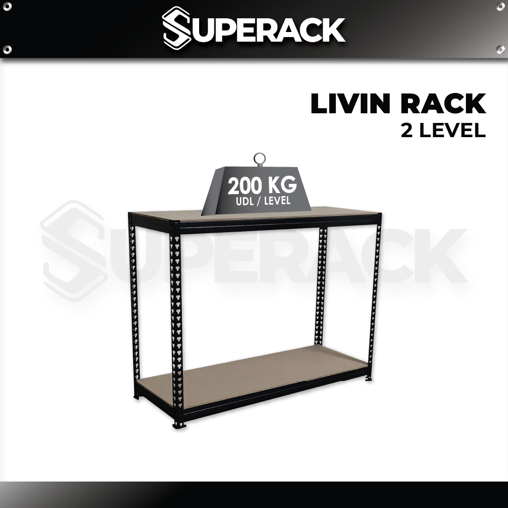 SUPERACK Livin Rack Black Boltless Rack 2 Levels Shelf Rack Storage ...