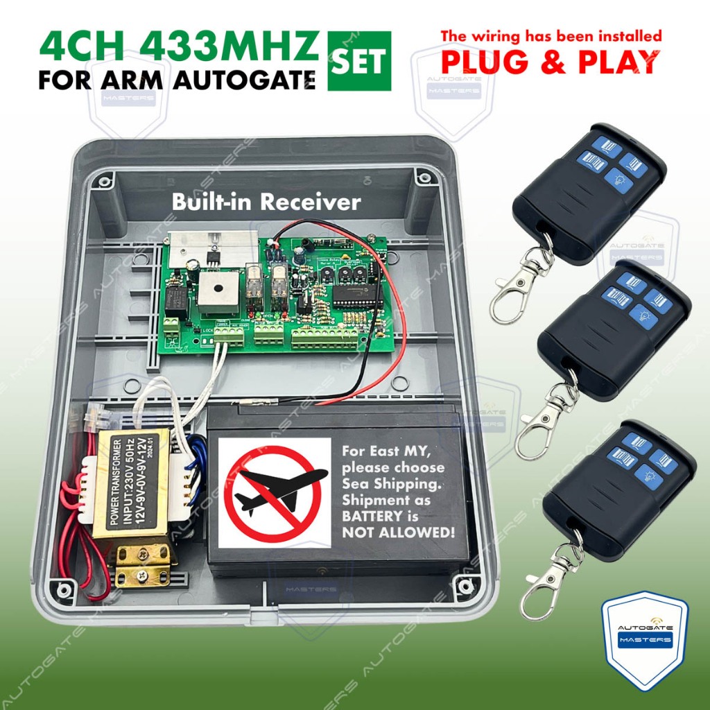 D11 Autogate Control Panel Set with 3x Remote 4 Channel - for Arm Motor ...