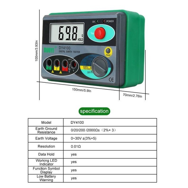 DY4100 Grounding Resistance Tester Grounding Resistance Tester Digital ...