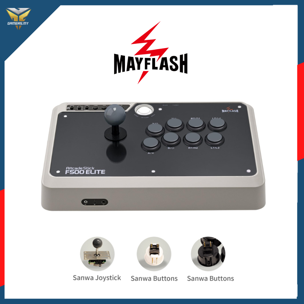 MayFlash Arcade Stick F500 Elite with Sanwa Denshi Joystick and Buttons ...