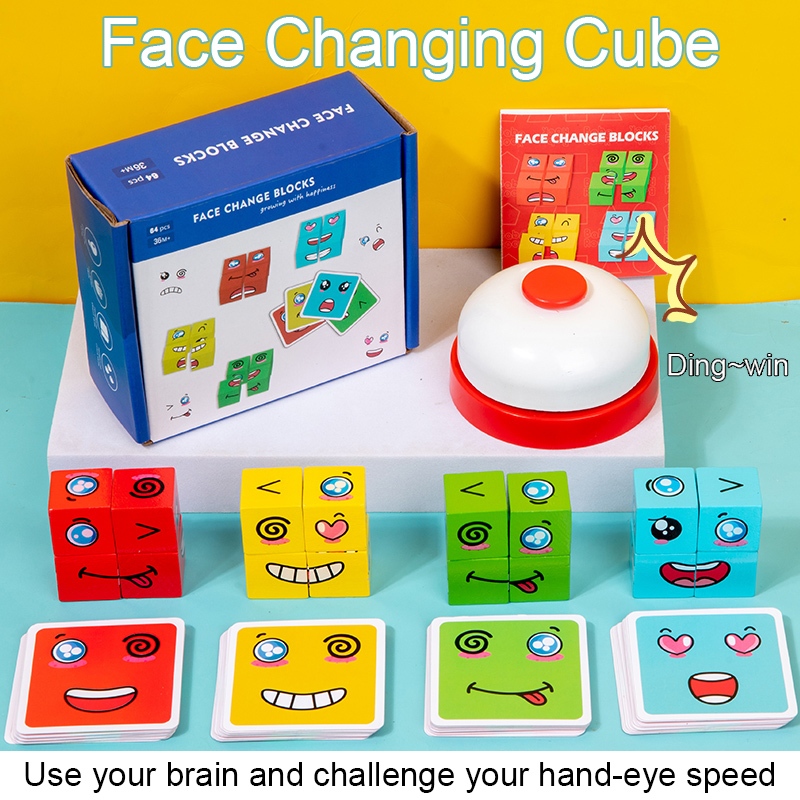 Changeable smiley magic Cube Building Blocks Puzzle Fun Puzzle Tabletop ...