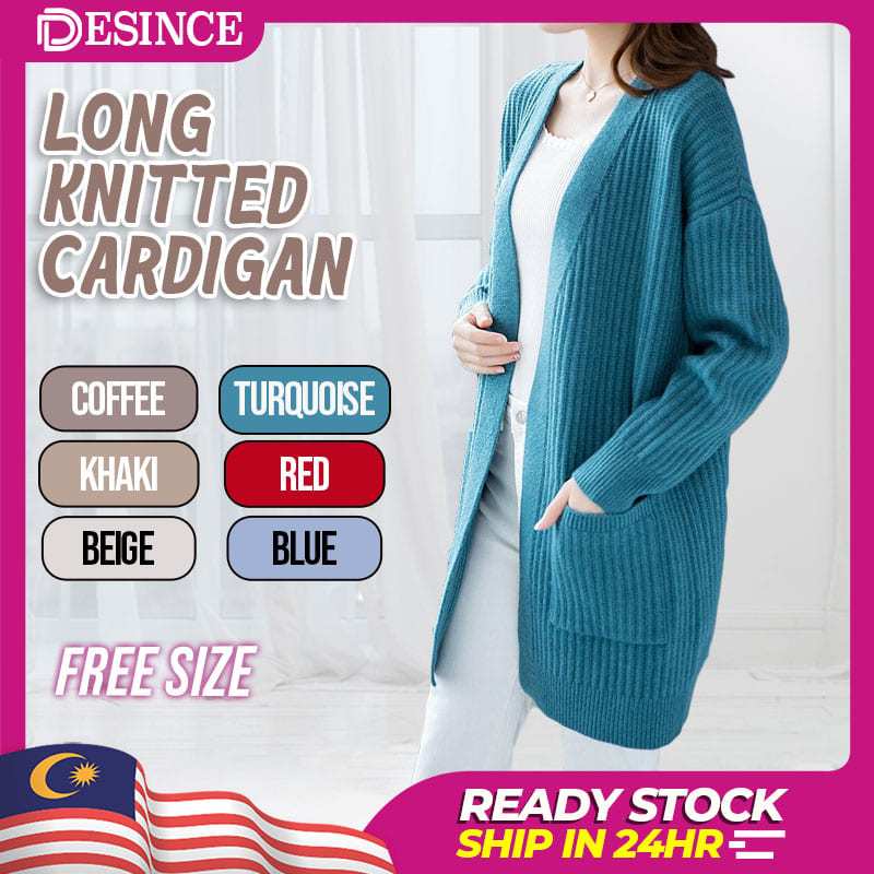 DESINCE Women Long Cardigan Loose Long Outerwear Knitted Kardigan Panjang Muslimah WT 165 Shopee Malaysia