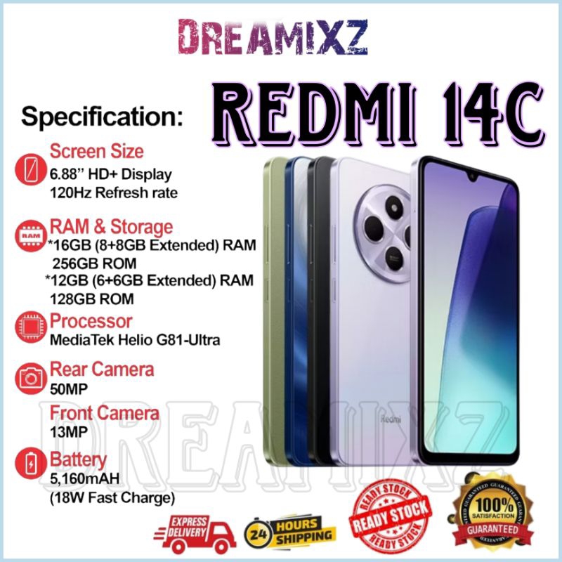 REDMI 14C (8GB RAM+256GB/6+128ROM)/REDMI A3 50MP Al Triple Camera