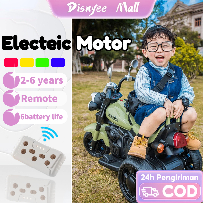 6V Electric Motorcycle For Kids 3-8 Years - Bluetooth Music, USB Port, Safe Speed 1.9-3.1 MPH, 66lbs Capacity (Green)